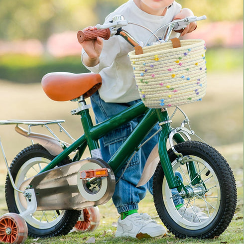 Kids Bike Basket - Woven Sisal Rope Bicycle Basket for Boys and Girls, Cute Decorative Accessories for Kids Bikes
