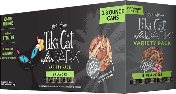 After Dark Variety Pack, High-Protein Wet Cat Food for Adult Cats, 2.8 oz. Cans, Pack of 12