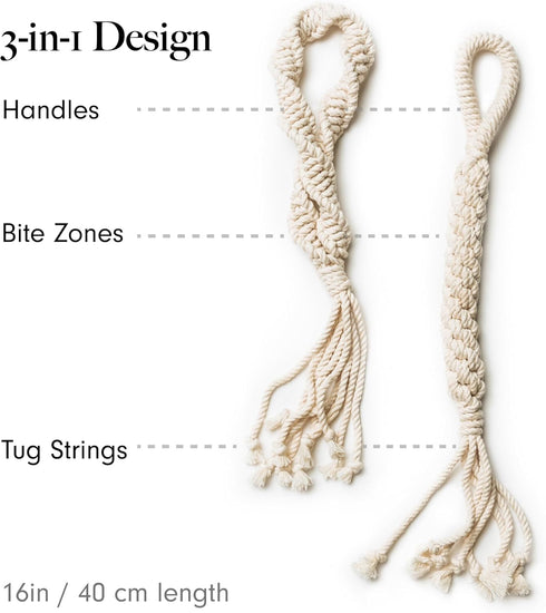 Natural Non-Toxic Cotton Rope Toys 2-Pack - Durable Eco-Friendly Interactive Dog Toy for Small and Medium Dogs