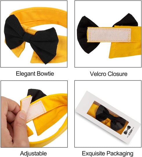 Handcrafted Adjustable Formal Pet Bowtie Collar Neck Tie for Dogs & Cats (S, Black 1)