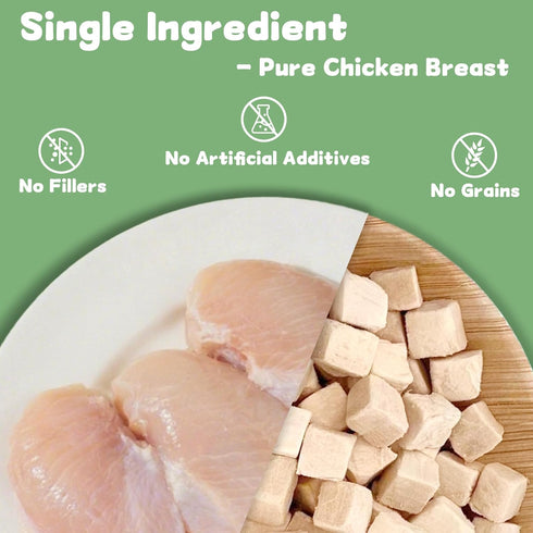 14.2 OZ Freeze Dried Chicken Cat and Dog Treats Single Ingredient Chicken Meat High Protein, Bite-Sized Pet Training