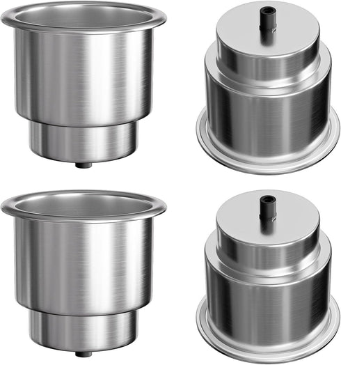 EQUSPUR Cup Drink Holder 4 Pack, Stainless Steel 316 Boat Accessories with Drain