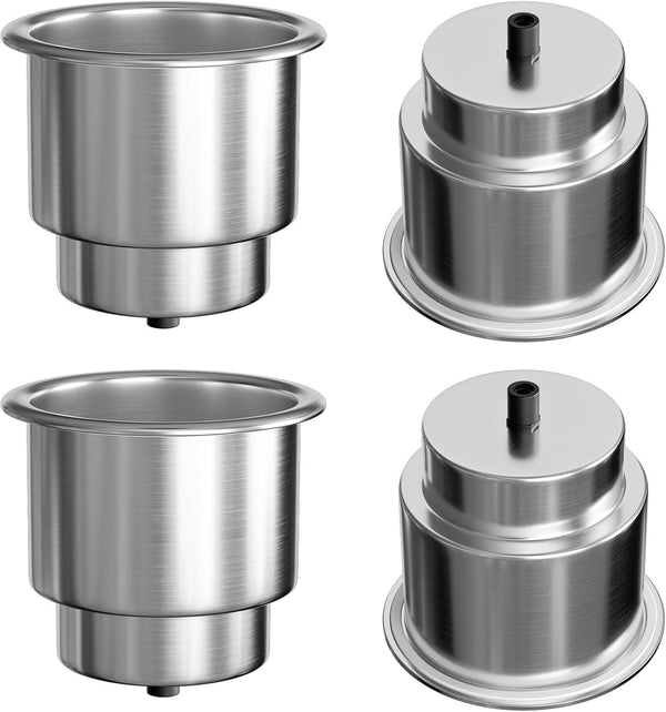 EQUSPUR Cup Drink Holder 4 Pack, Stainless Steel 316 Boat Accessories with Drain