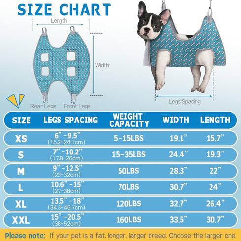 Supet Dog Grooming Hammock for Small Dogs and Cats, Coral Blue, Relaxation Restraint for Nail Trimming