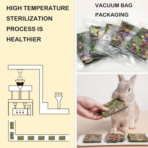 24pcs Chinchillas Rabbit Toys Bunny Toy Guinea Pig Treats Timothy Hay Chew Toys Chips with Herbal Flowers Hamster