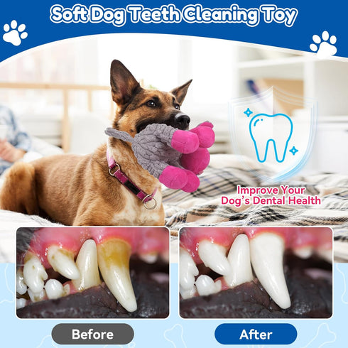 loncoldy Plush Chew Toys for Large Dogs, Tough Crinkle Stuffed Animal Squeaky Interactive Toys for Small Medium Large