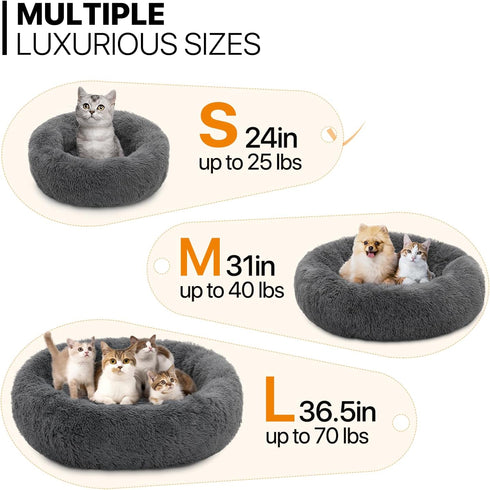 MoNiBloom 24"x24"x10.5" Dog Beds for Small Dogs, Machine-Washable Long Plush Cozy Soft Bed for Dogs and Cats