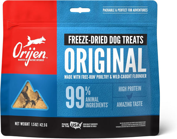 ORIJEN Grain Free High Protein Freeze Dried Dog Treats - Original Recipe 1.5oz Bag