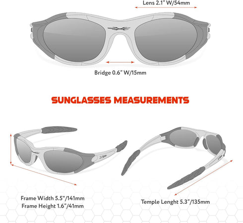 X LOOP Youth Polarized Sunglasses for Boys Kids Teens Age 8-16, Baseball Wrap Around UV400