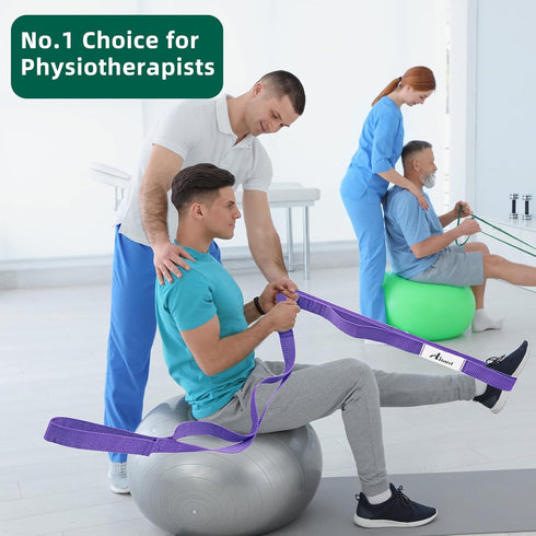 Stretching Strap Yoga Strap for Physical Therapy, Non-Elastic Straps for Stretching, 10 Loops for Pilates, Flexibility