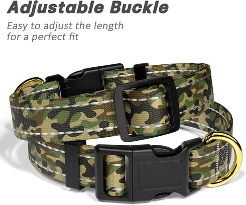 Reflective Cute Camouflage Dog Collar, Soft Nylon Adjustable Pet Collar for Small Dogs, Quick Release Buckle for