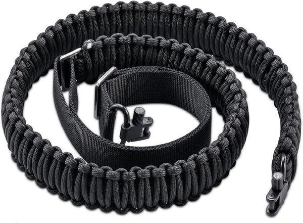 Two-Point Paracord Sling with Swivels, Non-Slip Quick Adjustable Length Strap for Hunting