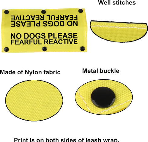 Funny Dog Leash Sleeve, No Dogs Please Fearful Reactive Dog Leash Wrap Sleeve Alert Tag for Pet Birthday Gift (Fearful
