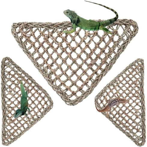 kathson Bearded Dragon Hammock, Natural Seagrass Reptile Lounger Decor, 2 PCS (11 x 7.8 x 7.8 inches)