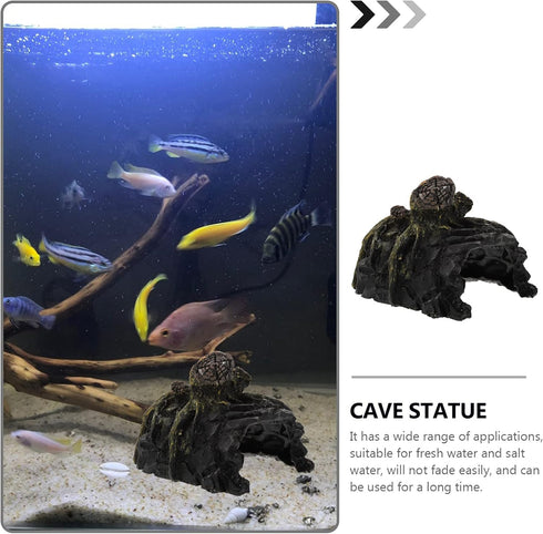 DELURA House Hideout Cave Decorative Amphibians Basking Shrimp Short Lizard Lizards Caves Shelf and Breeding Landing