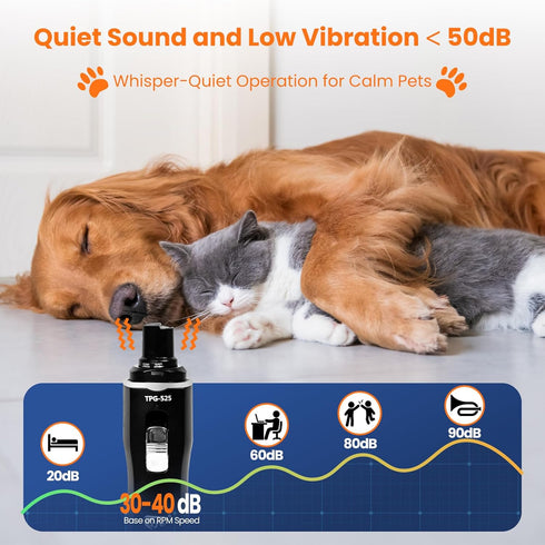 Tife Grinder,2 Trimmer,Quiet Dog Nail Speed Electric Rechargeable Dog Nail and Low-Vibration Pet Nail Grinder,Painless
