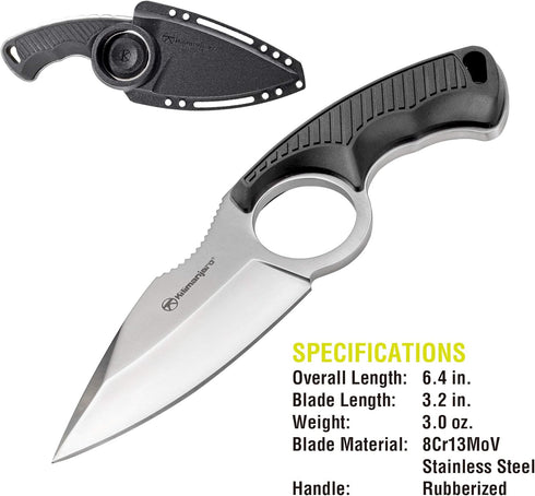 Kilimanjaro 910106 Men's Stretta Tactical Neck Knife, 6.4-inch Overall Length, 3.2-inch Blade, Formed Sheath
