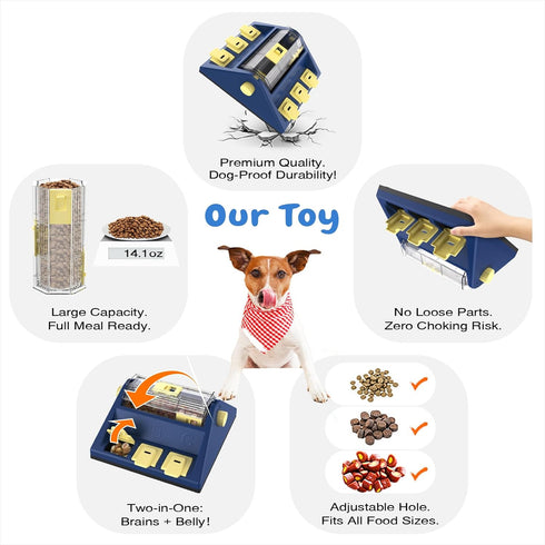 2 KADTC Dog Puzzle Toy, Large Size, Levels of Challenge, Paw-Activated Rolling Treat Dispenser, Slow Feeder & Mental