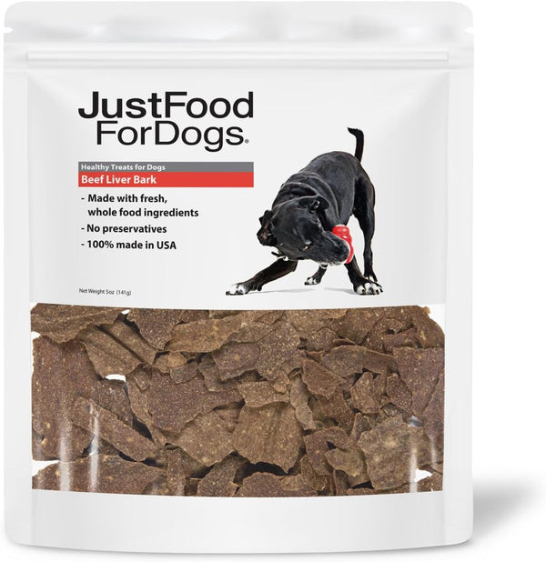 JustFoodForDogs Limited-Ingredient Beef Liver Dog Treats, Preservative-Free, Made in the USA, 5 oz