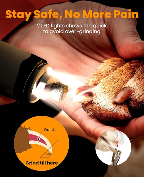 Trimmer 3 1 2 oneisall Dog Nail Grinder and Paw Kit in Quiet Rechargeable Electric Pet Nail Grinder with LED Lights