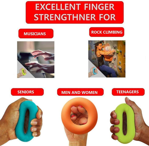 Grip Strength Trainer, Hand Grip Strengthener, Forearm Grip Workout - Silicone Rings for Rock Climbing, Athletes &
