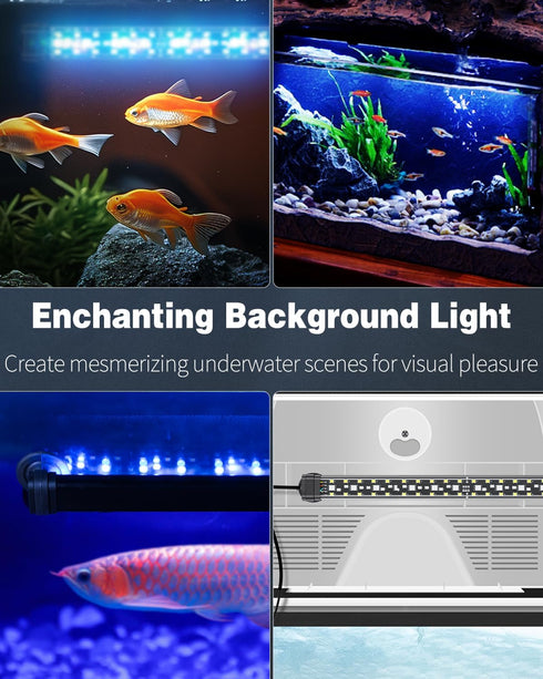 Pawfly 6.5 W Aquarium LED Light, 13 Inch 24/7 Fish Tank Light with Full Spectrum IPX8 Waterproof