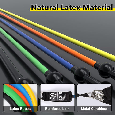 Resistance Bands Set (12pcs) with Handles, Door Anchor, Ankle Straps, and Carry Bag, Exercise Bands for Home Workouts