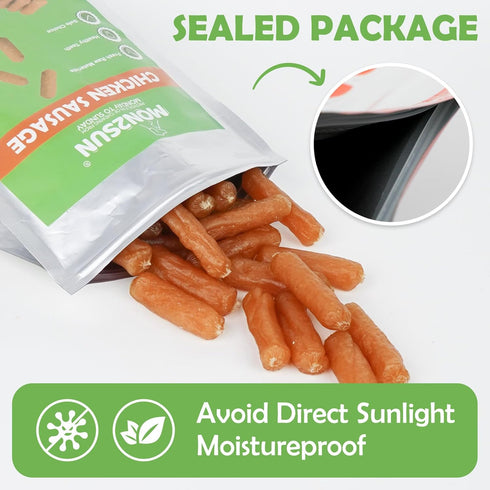 MON2SUN 2 Inch 21.2 oz Dog Treats, Soft & Chewy Chicken Sausage for Dogs, Grain-Free & Gluten-Free Training Treats