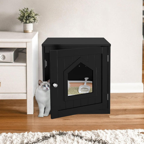 ZENY Hidden Cat Litter Box Furniture - Enclosed Cabinet With Vent Holes, Indoor Wooden Washroom, End Table, Nightstand