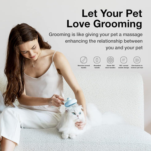 Cat Grooming Brush for Shedding, Self Cleaning Slicker Brush for Cats & Dogs, Easily Removes Tangles and Loose Hair