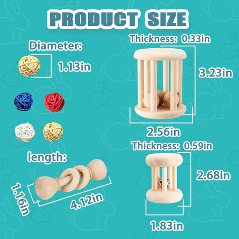 QWR 23 Chinchillas, PCS Natural Wooden Rabbit Toys,Safe Bunny Chew Toys for Teeth,Grass Timothy Sticks,Sweet