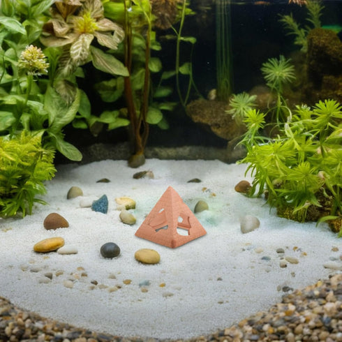 FOMIYES Aquarium Shrimp Breeding Cave and Fish Hiding Shelter Ceramic Pyramid Ornament for Fish Tank Breeding Habitat