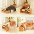 FOREYY Raised Pet Bowls for Cats and Small Dogs, Bamboo Elevated Feeder with 2 Stainless Steel Bowls, Anti-Slip Feet