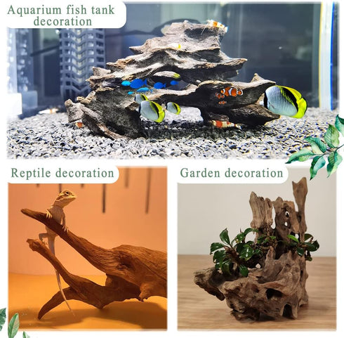 Hamiledyi Natural Driftwood for Aquarium Decor, Sinkable Reptile Wood Branches for Fish Tank Habitat