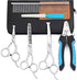 Freewindo Dog Grooming Scissors Kit - Safety Round Tip, Heavy Duty Stainless Steel Scissors and Nail Clippers for Full