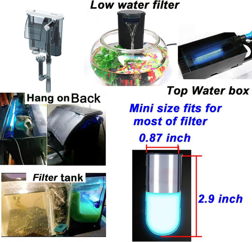 Mini 3W Timer Aquarium & UV-C Water Clean Light for Fish Tank