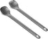 Navaris Long Handle Titanium Spork and Spoon - 8.4" Metal Cutlery Set for Backpacking and Camping, Strong Lightweight