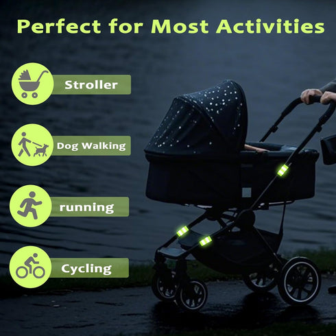 6 Pack Reflective Bands for Strollers High Visibility Elastic Reflective Gear Safety Reflectors Stroller Identifier