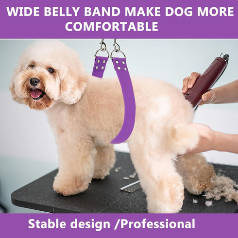 Pet Dog Grooming Belly Straps, Dog Grooming Table Arm Accessories, Waterproof PVC Wide Dog Grooming Belly Band, Purple