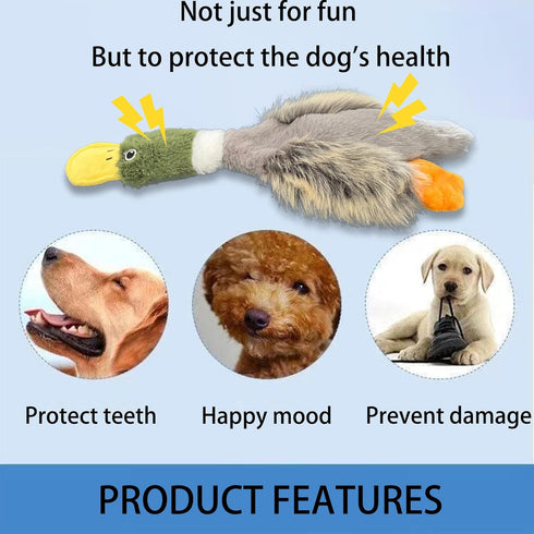 Squeaky Dog Toys 3 Pack, No Stuffing Plush Toys for Large Dogs, Indestructible Crinkle Paper Duck Dog Toy, Puppy Chew