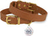 BRONZEDOG Leather Dog Collar with QR ID Tag, Basic Pet Collar for Small Mini Dogs, Light Brown & Gold Buckle