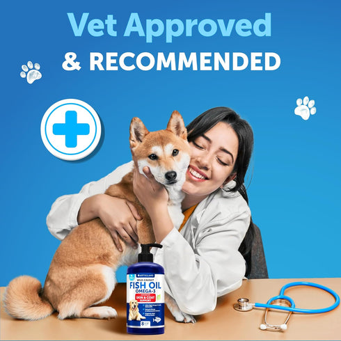 Omega 3 Fish Oil for Dogs - Better Than Salmon Oil, Liquid Fish Oil for Pets, Skin and Coat Food Supplement