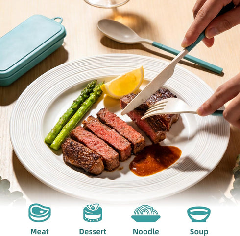 6 Sets Set Set JEPELUS Reusable Travel Utensils with Case, Collapsible Cutlery for Lunch Box, Portable Camping Fork