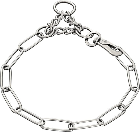 Herm Sprenger Stainless Steel Fur Saver Dog Collar Long Link Training Collar with Snap Hook, 23in (58cm)