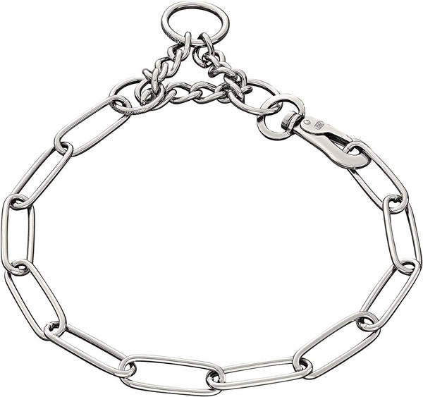 Herm Sprenger Stainless Steel Fur Saver Dog Collar Long Link Training Collar with Snap Hook, 23in (58cm)