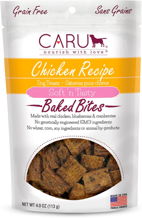 CARU Soft 'n Tasty Baked Bites, Chicken Bites Dog Treats, 4 oz, Flavorful Training Treats