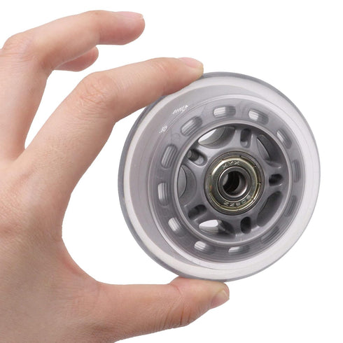 Inline Skate Wheels with Bearings, 3 Inch Roller Blade Wheels 76mm Outdoor and Indoor Clear Wheels for Office Chairs, Luggage (4 Pack,Silver)