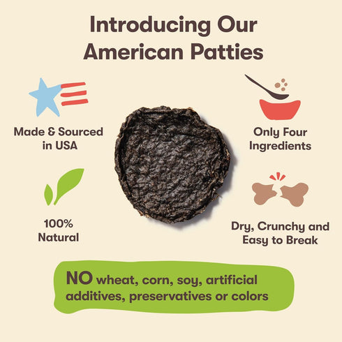 Pet 'n Shape All American Beef Lung Patties Dog Treats - 1lb Bag, Made and Sourced in The USA