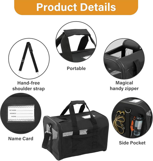 17" 12" 12", 17 lbs, Simple Deluxe Airline-Approved Cat Carrier, x x Soft-Sided Pet Carrier for Cats up to Durable