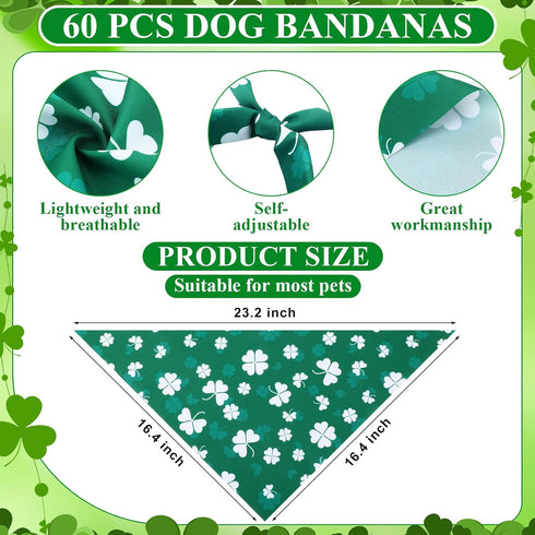 108 Set Reginary Pcs St. Patrick's Day Dog Bandanas Bulk with Neck Ties Washable Adjustable St. Patrick's Day Dog